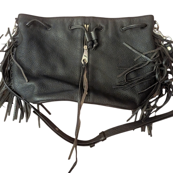 Rebecca Minkoff Black Leather Fringe Shoulder Bag - Picture 10 of 12